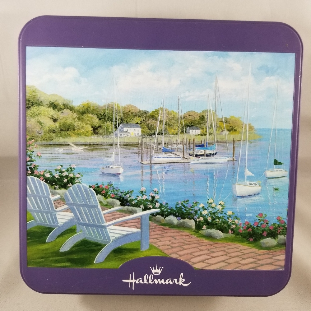 Hallmark Jigsaw Puzzle Lazy Afternoon Tin 1000 Pieces Adirondack Boats Yacht